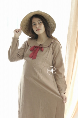 Sailormoon Gamis Ibu Hamil Menyusui Maxi Pita Dada - GMS 264 Coklat
